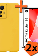 Nomfy Hoesje Geschikt voor Xiaomi 12 Lite Hoesje Siliconen Cover Case Met 2x Screenprotector - Hoes Geschikt voor Xiaomi 12 Lite Hoes Back Case - Geel