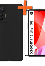 Nomfy Hoesje Geschikt voor Xiaomi 12 Lite Hoesje Siliconen Cover Case Met Screenprotector - Hoes Geschikt voor Xiaomi 12 Lite Hoes Back Case - Zwart