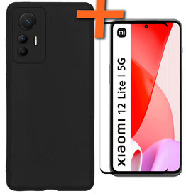 Nomfy Nomfy Xiaomi 12 Lite Hoesje Siliconen Met Screenprotector - Zwart