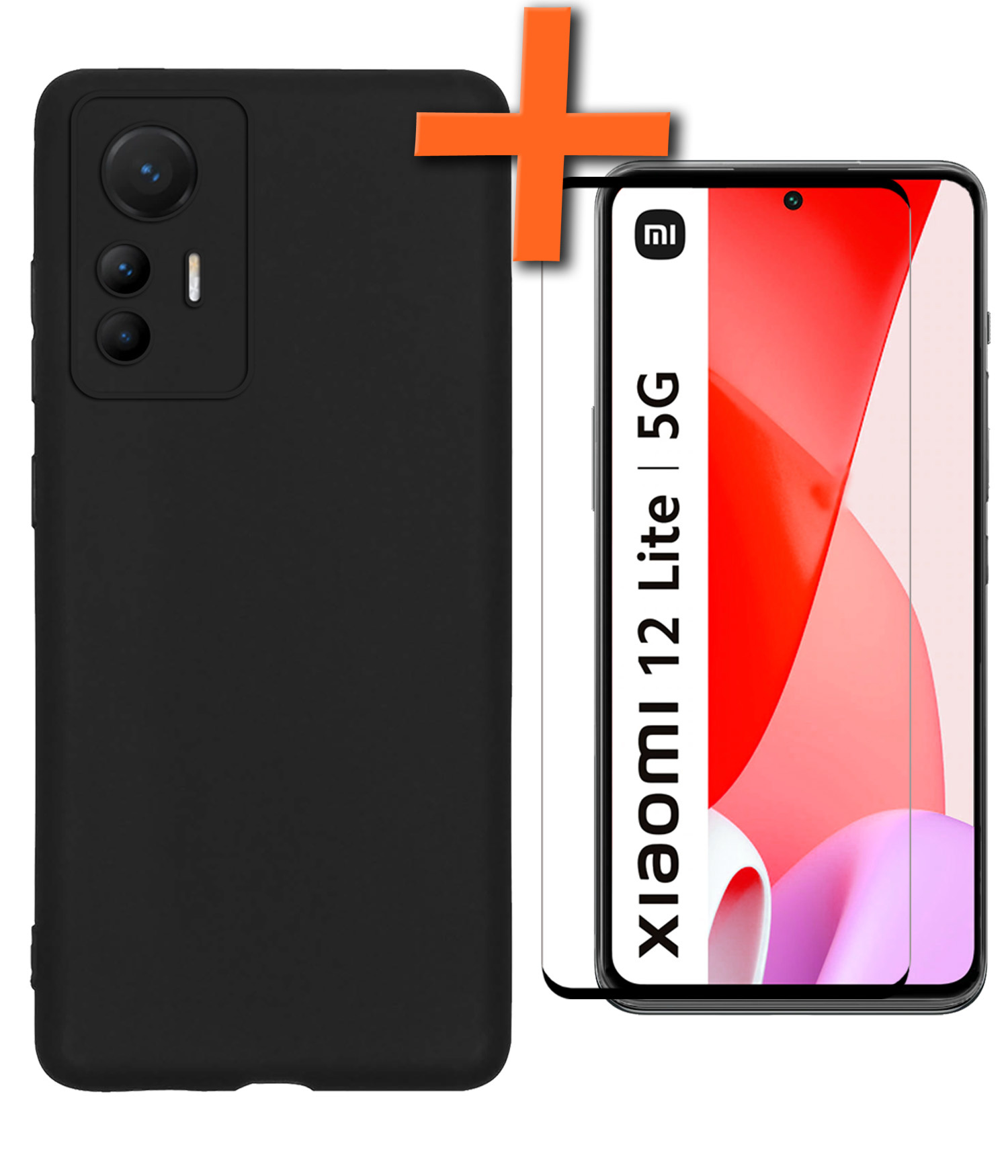 Nomfy Hoesje Geschikt voor Xiaomi 12 Lite Hoesje Siliconen Cover Case Met Screenprotector - Hoes Geschikt voor Xiaomi 12 Lite Hoes Back Case - Zwart