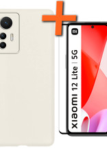Nomfy Hoesje Geschikt voor Xiaomi 12 Lite Hoesje Siliconen Cover Case Met Screenprotector - Hoes Geschikt voor Xiaomi 12 Lite Hoes Back Case - Wit