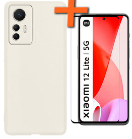 Nomfy Nomfy Xiaomi 12 Lite Hoesje Siliconen Met Screenprotector - Wit