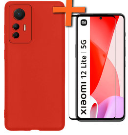 Nomfy Nomfy Xiaomi 12 Lite Hoesje Siliconen Met Screenprotector - Rood