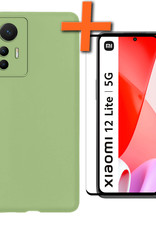 Nomfy Hoesje Geschikt voor Xiaomi 12 Lite Hoesje Siliconen Cover Case Met Screenprotector - Hoes Geschikt voor Xiaomi 12 Lite Hoes Back Case - Groen