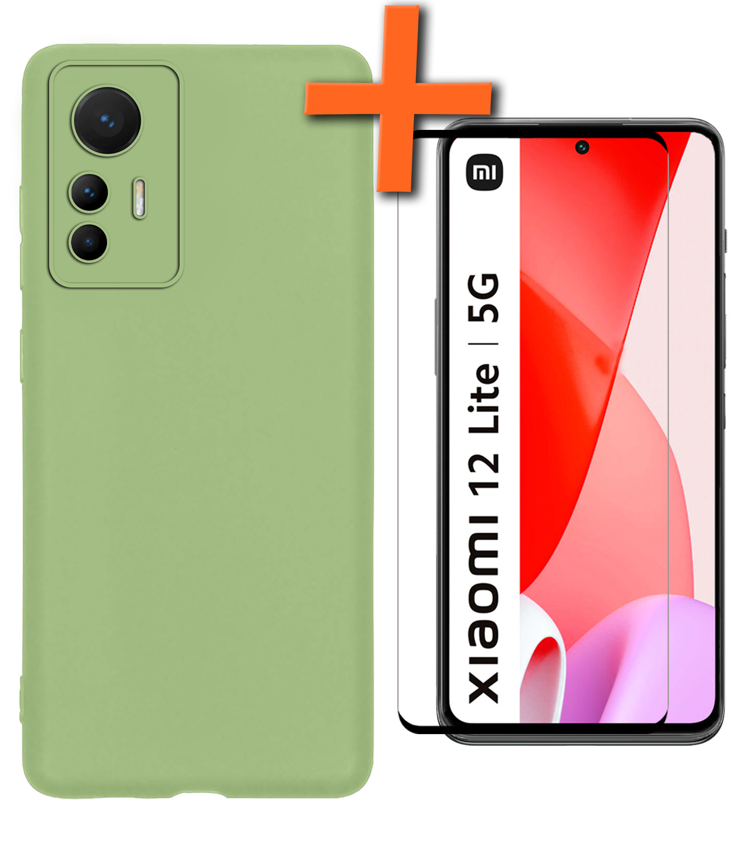 Nomfy Hoesje Geschikt voor Xiaomi 12 Lite Hoesje Siliconen Cover Case Met Screenprotector - Hoes Geschikt voor Xiaomi 12 Lite Hoes Back Case - Groen