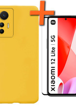 Nomfy Hoesje Geschikt voor Xiaomi 12 Lite Hoesje Siliconen Cover Case Met Screenprotector - Hoes Geschikt voor Xiaomi 12 Lite Hoes Back Case - Geel