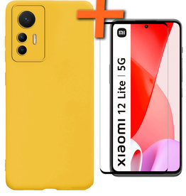 Nomfy Nomfy Xiaomi 12 Lite Hoesje Siliconen Met Screenprotector - Geel
