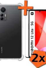 Nomfy Hoesje Geschikt voor Xiaomi 12 Lite Hoesje Shock Proof Cover Case Shockproof Met 2x Screenprotector - Hoes Geschikt voor Xiaomi 12 Lite Hoes Siliconen Back Case - Transparant