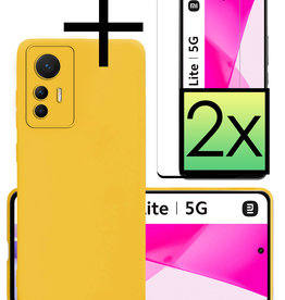 NoXx NoXx Xiaomi 12 Lite Hoesje Siliconen Met 2x Screenprotector - Geel