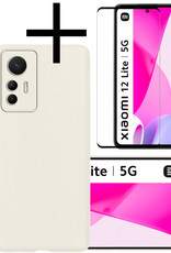 NoXx Hoes Geschikt voor Xiaomi 12 Lite Hoesje Cover Siliconen Back Case Hoes Met Screenprotector - Wit