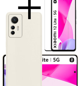 NoXx NoXx Xiaomi 12 Lite Hoesje Siliconen Met Screenprotector - Wit