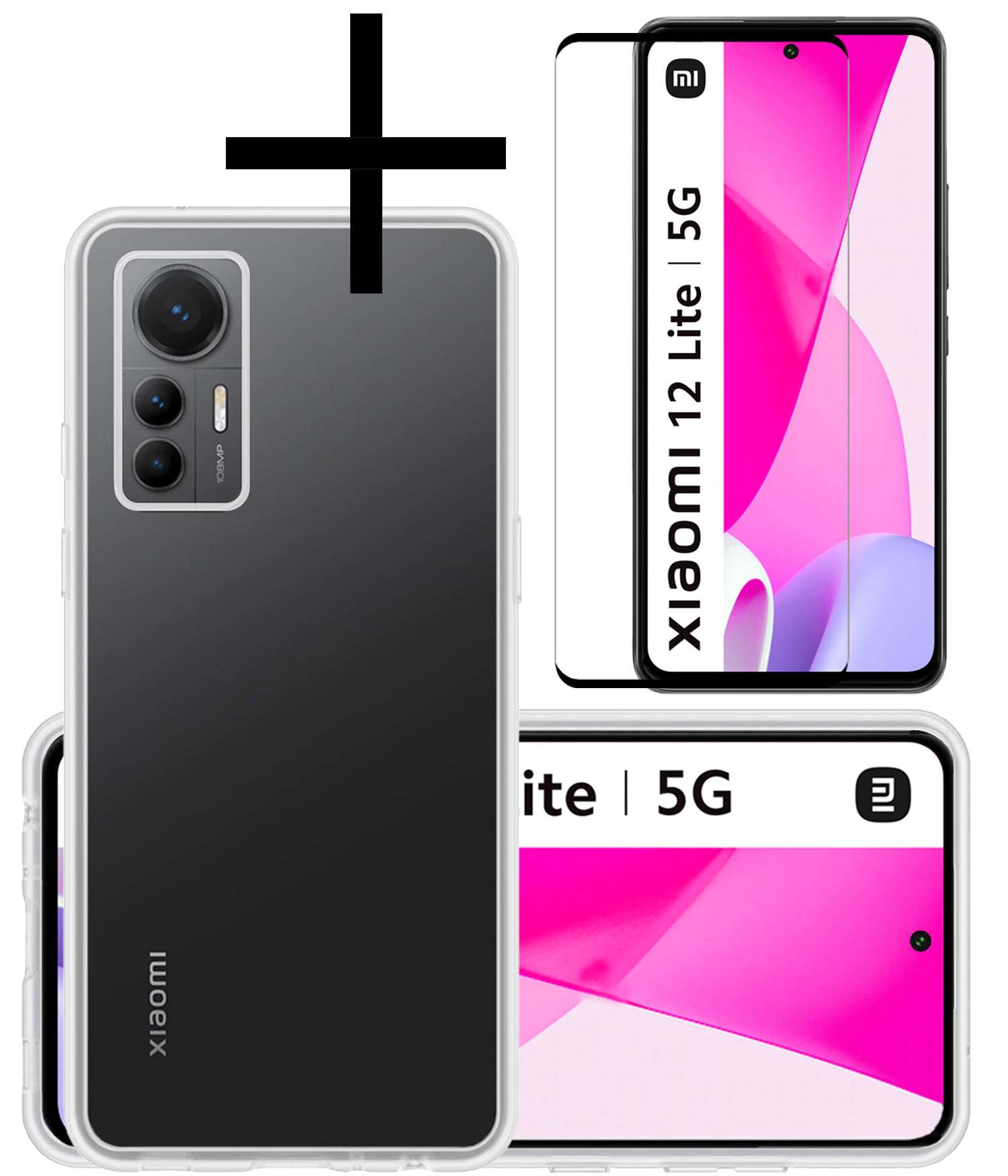 NoXx Hoes Geschikt voor Xiaomi 12 Lite Hoesje Cover Siliconen Back Case Hoes Met Screenprotector - Transparant