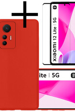 NoXx Hoes Geschikt voor Xiaomi 12 Lite Hoesje Cover Siliconen Back Case Hoes Met Screenprotector - Rood