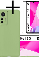 NoXx Hoes Geschikt voor Xiaomi 12 Lite Hoesje Cover Siliconen Back Case Hoes Met Screenprotector - Groen