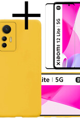 NoXx Hoes Geschikt voor Xiaomi 12 Lite Hoesje Cover Siliconen Back Case Hoes Met Screenprotector - Geel
