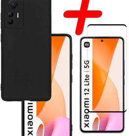 BASEY. BASEY. Xiaomi 12 Lite Hoesje Siliconen Met Screenprotector - Zwart