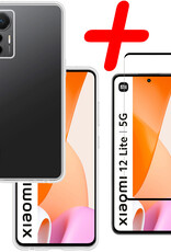 BASEY. Hoes Geschikt voor Xiaomi 12 Lite Hoesje Siliconen Back Cover Case Met Screenprotector - Hoesje Geschikt voor Xiaomi 12 Lite Hoes Cover Hoesje - Transparant