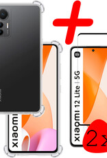 BASEY. Hoes Geschikt voor Xiaomi 12 Lite Hoesje Shock Proof Case Hoes Siliconen Met 2x Screenprotector - Hoesje Geschikt voor Xiaomi 12 Lite Hoes Cover Shockproof - Transparant