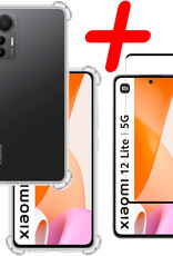 BASEY. Hoes Geschikt voor Xiaomi 12 Lite Hoesje Shock Proof Case Hoes Siliconen Met Screenprotector - Hoesje Geschikt voor Xiaomi 12 Lite Hoes Cover Shockproof - Transparant