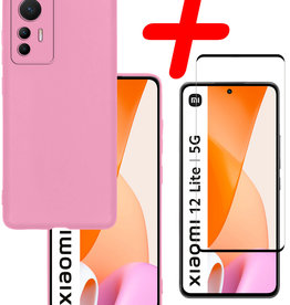 BASEY. BASEY. Xiaomi 12 Lite Hoesje Siliconen Met Screenprotector - Lichtroze