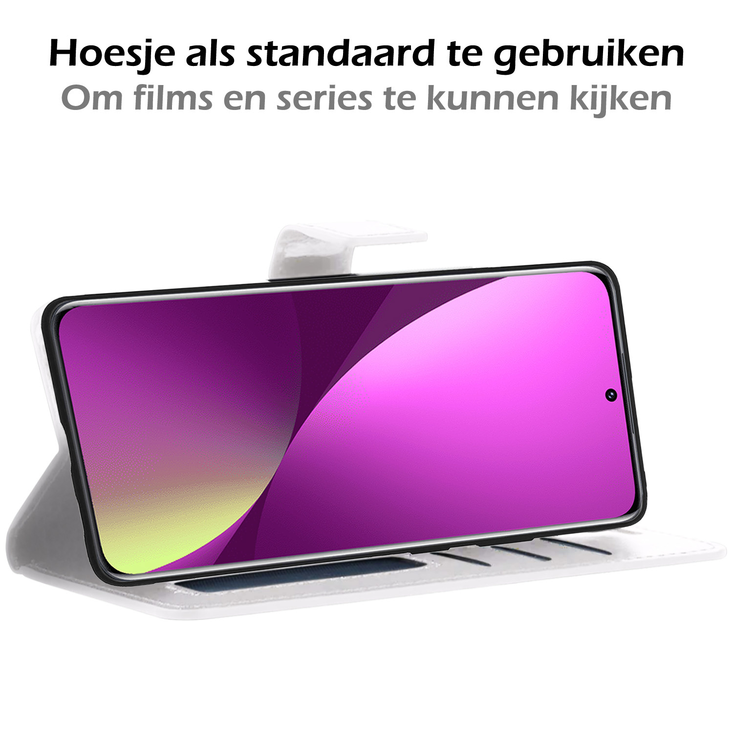 Nomfy Hoesje Geschikt voor Xiaomi 12 Hoes Bookcase Flipcase Book Cover Met 2x Screenprotector - Hoes Geschikt voor Xiaomi 12 Hoesje Book Case - Wit