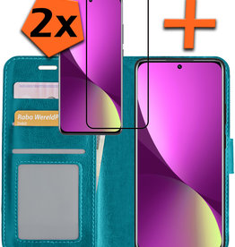 Nomfy Nomfy Xiaomi 12 Hoesje Bookcase Turquoise Met 2x Screenprotector