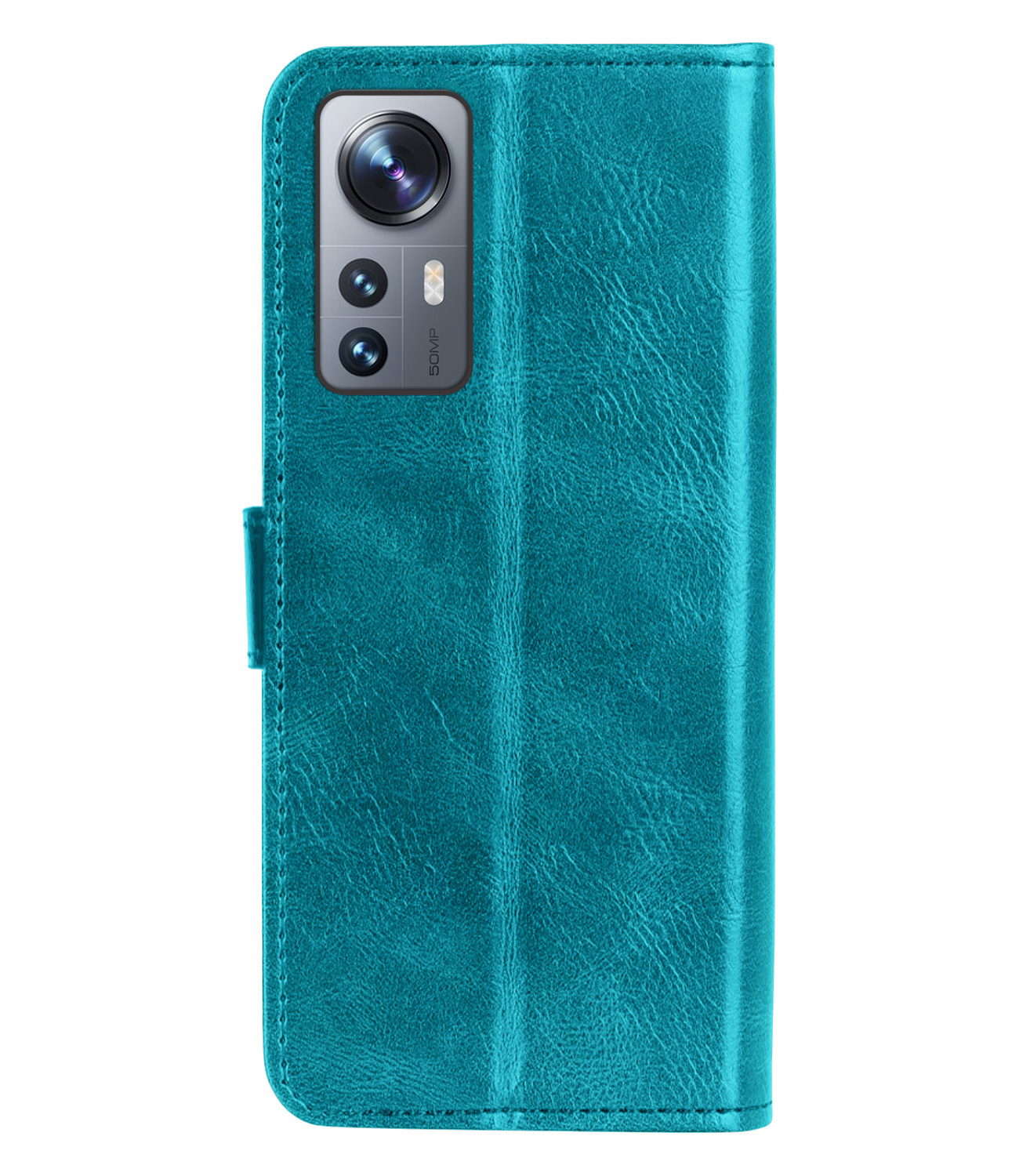 Nomfy Hoesje Geschikt voor Xiaomi 12 Hoes Bookcase Flipcase Book Cover Met 2x Screenprotector - Hoes Geschikt voor Xiaomi 12 Hoesje Book Case - Turquoise