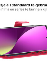 Nomfy Hoesje Geschikt voor Xiaomi 12 Hoes Bookcase Flipcase Book Cover Met 2x Screenprotector - Hoes Geschikt voor Xiaomi 12 Hoesje Book Case - Donkerroze