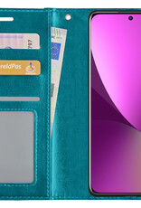 Nomfy Hoesje Geschikt voor Xiaomi 12 Hoes Bookcase Flipcase Book Cover Met Screenprotector - Hoes Geschikt voor Xiaomi 12 Hoesje Book Case - Turquoise