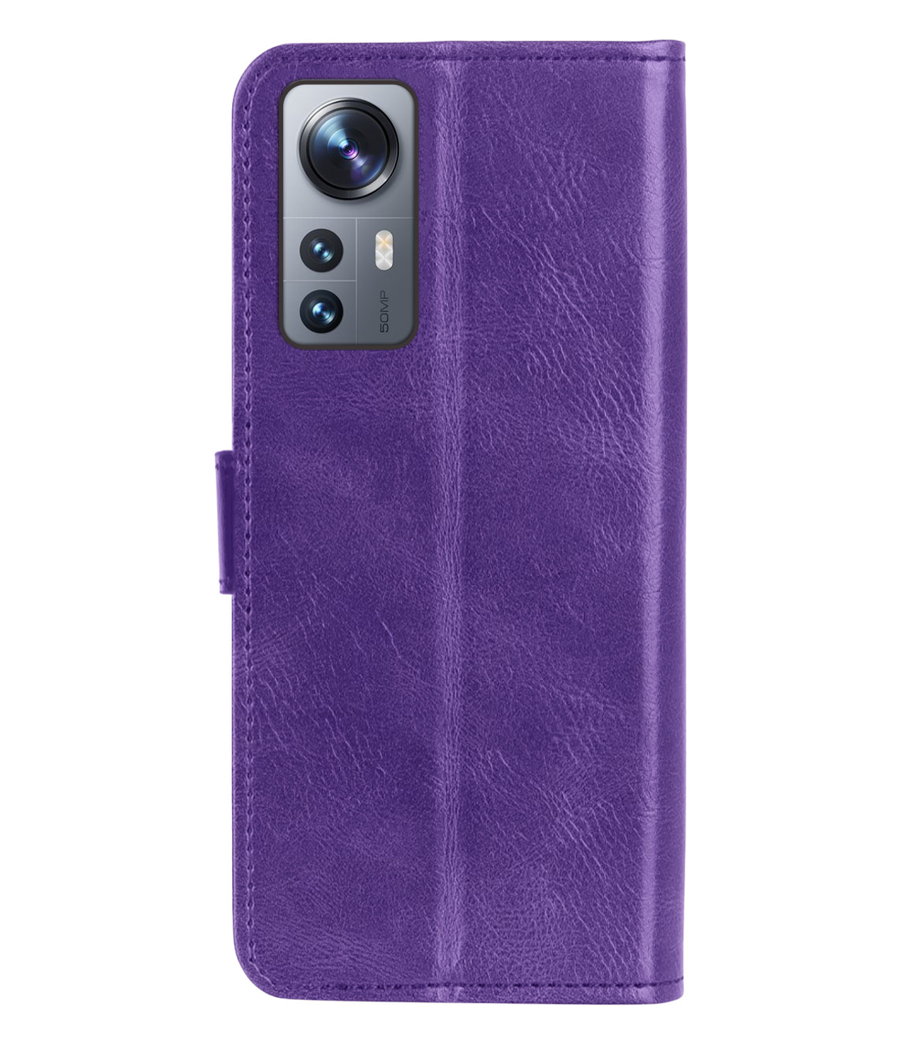 Nomfy Hoesje Geschikt voor Xiaomi 12 Hoes Bookcase Flipcase Book Cover Met Screenprotector - Hoes Geschikt voor Xiaomi 12 Hoesje Book Case - Paars