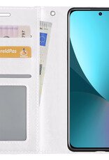 NoXx Hoes Geschikt voor Xiaomi 12 Hoesje Book Case Hoes Flip Cover Wallet Bookcase Met 2x Screenprotector - Wit
