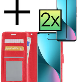 NoXx NoXx Xiaomi 12 Hoesje Bookcase Rood Met 2x Screenprotector