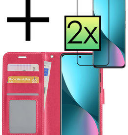NoXx NoXx Xiaomi 12 Hoesje Bookcase Donkerroze Met 2x Screenprotector