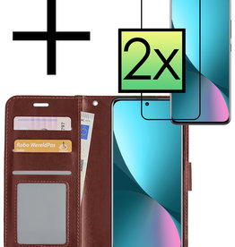 NoXx NoXx Xiaomi 12 Hoesje Bookcase Bruin Met 2x Screenprotector
