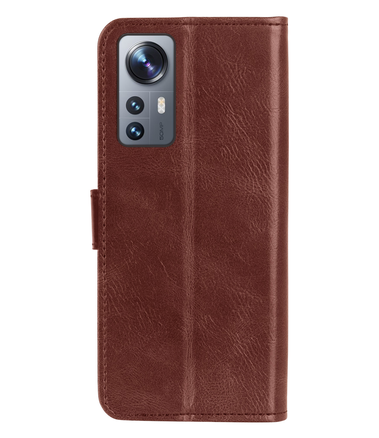 NoXx Hoes Geschikt voor Xiaomi 12 Hoesje Book Case Hoes Flip Cover Wallet Bookcase Met 2x Screenprotector - Bruin