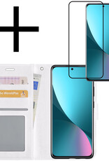 NoXx Hoes Geschikt voor Xiaomi 12 Hoesje Book Case Hoes Flip Cover Wallet Bookcase Met Screenprotector - Wit