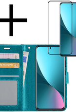 NoXx Hoes Geschikt voor Xiaomi 12 Hoesje Book Case Hoes Flip Cover Wallet Bookcase Met Screenprotector - Turquoise