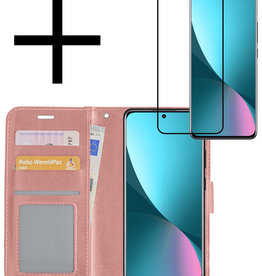 NoXx NoXx Xiaomi 12 Hoesje Bookcase Rose Goud Met Screenprotector