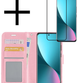 NoXx NoXx Xiaomi 12 Hoesje Bookcase Lichtroze Met Screenprotector