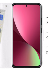 BASEY. Xiaomi 12 Hoesje Bookcase Hoes Flip Case Book Cover 2x Met Screenprotector - Xiaomi 12 Hoes Book Case Hoesje - Wit