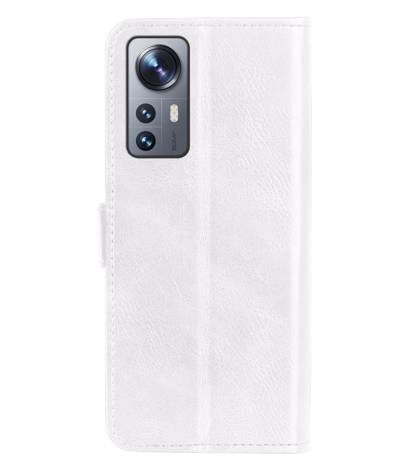 BASEY. Hoes Geschikt voor Xiaomi 12 Hoesje Bookcase Hoes Flip Case Book Cover Met 2x Screenprotector - Hoesje Geschikt voor Xiaomi 12 Hoes Book Case Hoesje - Wit