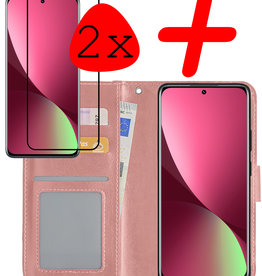 BASEY. BASEY. Xiaomi 12 Hoesje Bookcase Rose Goud Met 2x Screenprotector