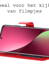 BASEY. Hoes Geschikt voor Xiaomi 12 Hoesje Bookcase Hoes Flip Case Book Cover Met 2x Screenprotector - Hoesje Geschikt voor Xiaomi 12 Hoes Book Case Hoesje - Rood