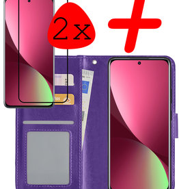 BASEY. BASEY. Xiaomi 12 Hoesje Bookcase Paars Met 2x Screenprotector