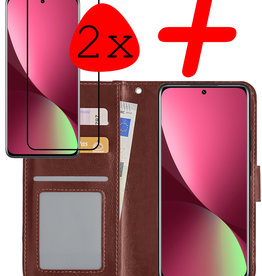 BASEY. BASEY. Xiaomi 12 Hoesje Bookcase Bruin Met 2x Screenprotector