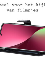 BASEY. Hoes Geschikt voor Xiaomi 12 Hoesje Bookcase Hoes Flip Case Book Cover Met Screenprotector - Hoesje Geschikt voor Xiaomi 12 Hoes Book Case Hoesje - Zwart