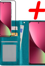 BASEY. Hoes Geschikt voor Xiaomi 12 Hoesje Bookcase Hoes Flip Case Book Cover Met Screenprotector - Hoesje Geschikt voor Xiaomi 12 Hoes Book Case Hoesje - Turquoise
