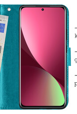BASEY. Hoes Geschikt voor Xiaomi 12 Hoesje Bookcase Hoes Flip Case Book Cover Met Screenprotector - Hoesje Geschikt voor Xiaomi 12 Hoes Book Case Hoesje - Turquoise