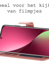 BASEY. Hoes Geschikt voor Xiaomi 12 Hoesje Bookcase Hoes Flip Case Book Cover Met Screenprotector - Hoesje Geschikt voor Xiaomi 12 Hoes Book Case Hoesje - Rosé goud