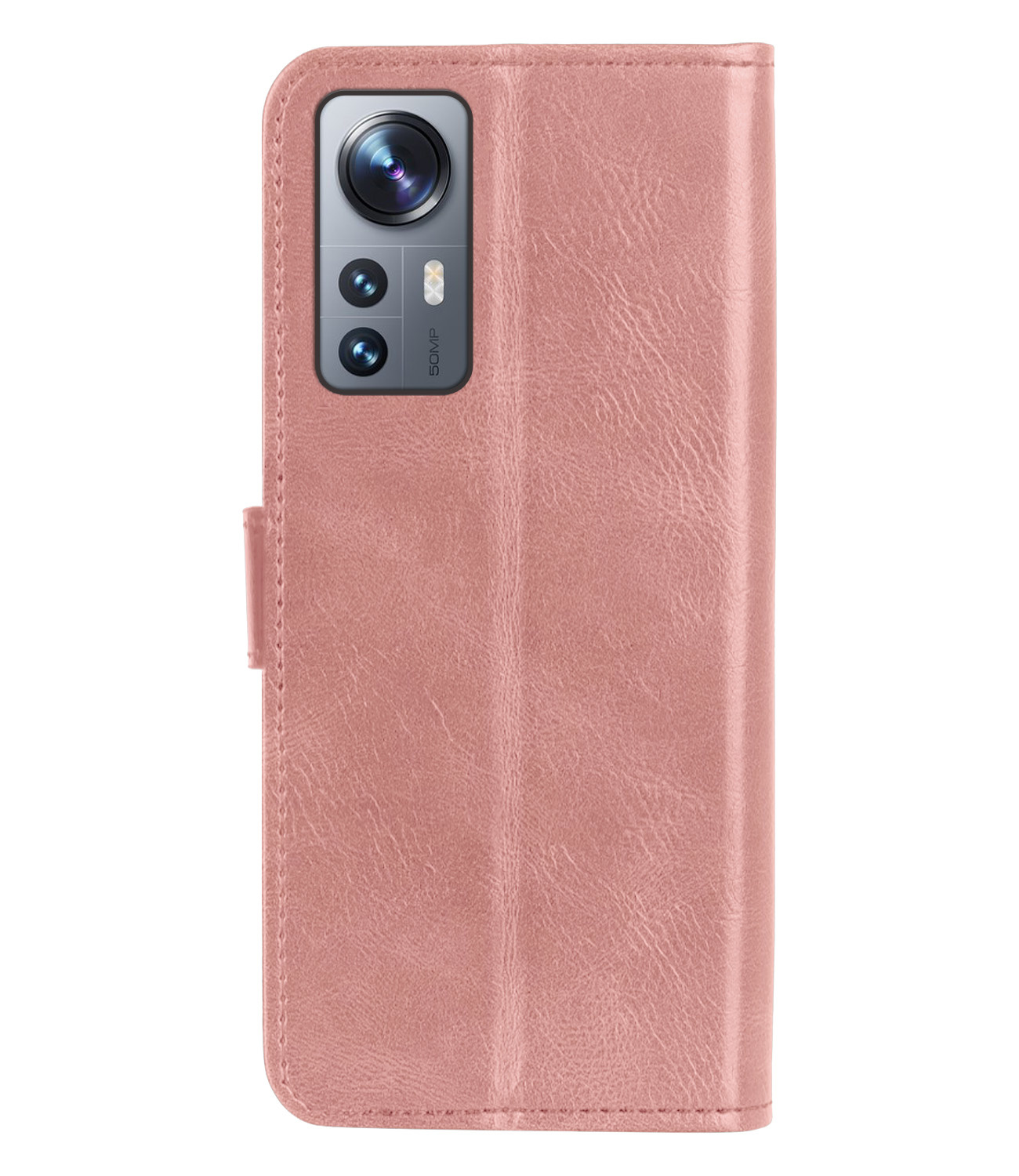 BASEY. Hoes Geschikt voor Xiaomi 12 Hoesje Bookcase Hoes Flip Case Book Cover Met Screenprotector - Hoesje Geschikt voor Xiaomi 12 Hoes Book Case Hoesje - Rosé goud